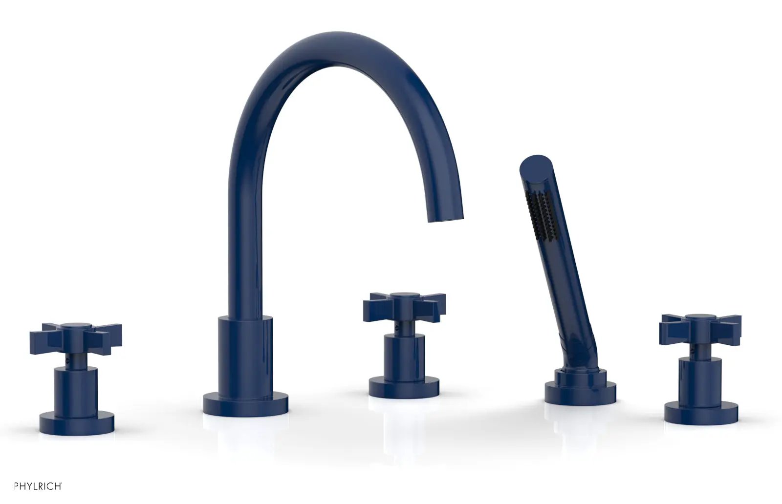 Phylrich BASIC Deck Tub Set with Hand Shower - Blade Cross Handles by Phylrich