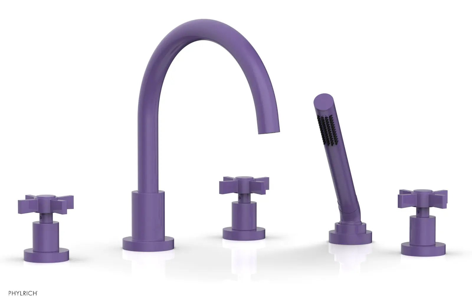 Phylrich BASIC Deck Tub Set with Hand Shower - Blade Cross Handles by Phylrich