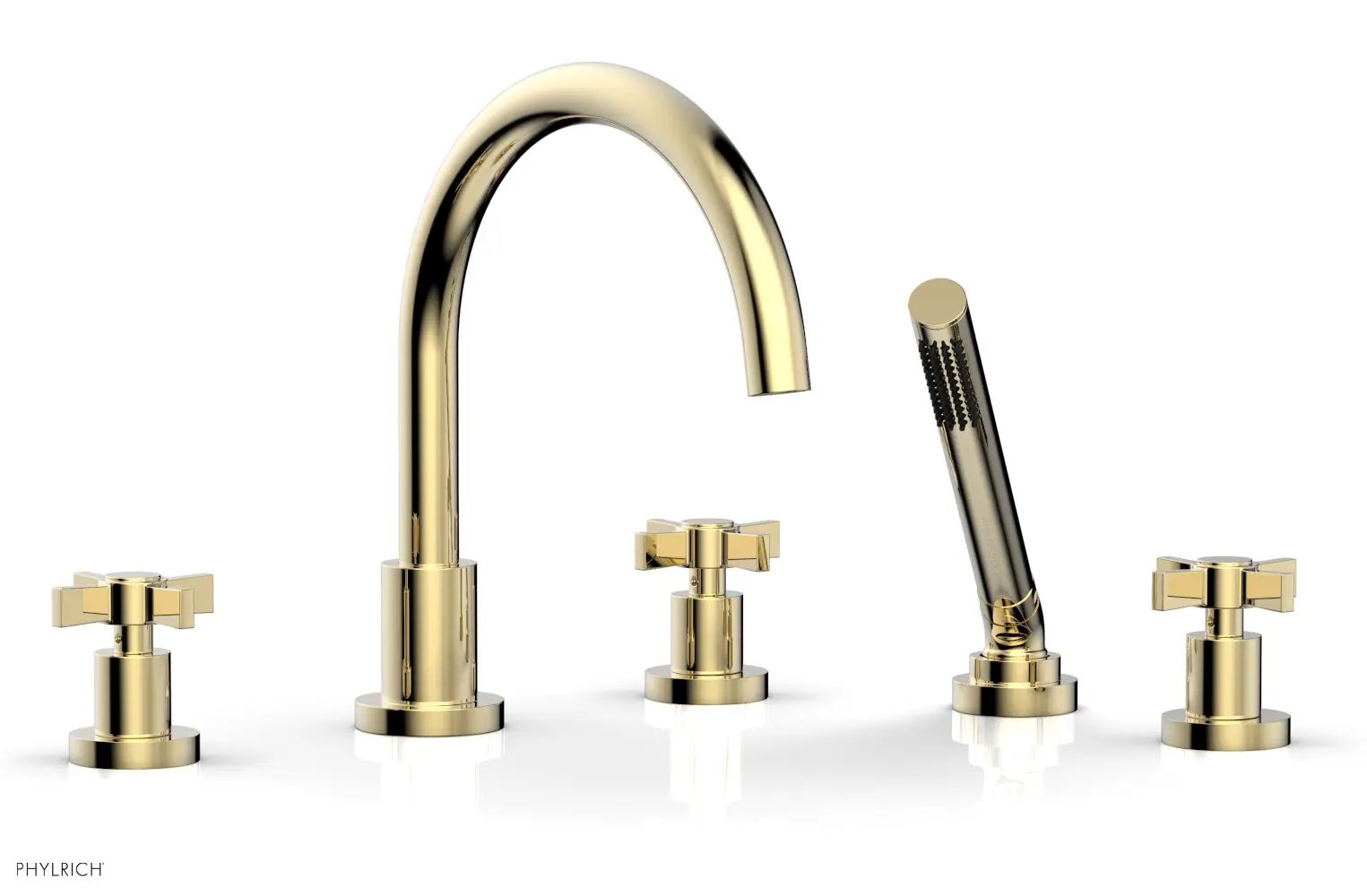 Phylrich BASIC Deck Tub Set with Hand Shower - Blade Cross Handles by Phylrich