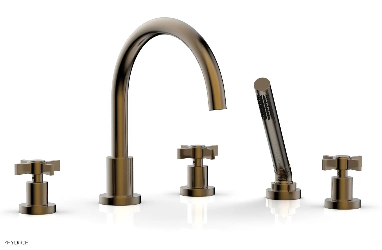 Phylrich BASIC Deck Tub Set with Hand Shower - Blade Cross Handles by Phylrich