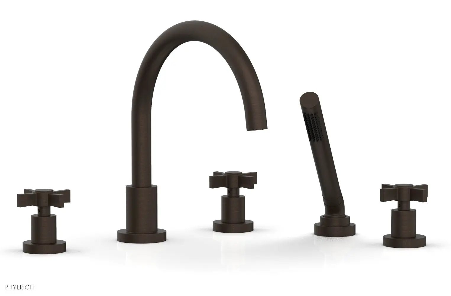 Phylrich BASIC Deck Tub Set with Hand Shower - Blade Cross Handles by Phylrich