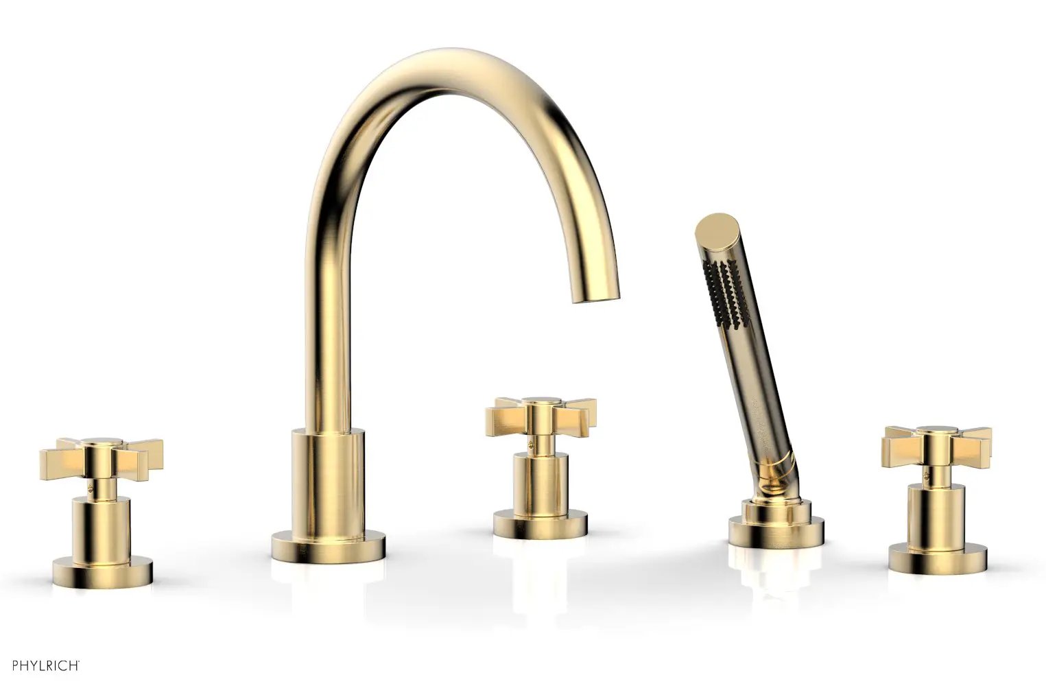 Phylrich BASIC Deck Tub Set with Hand Shower - Blade Cross Handles by Phylrich