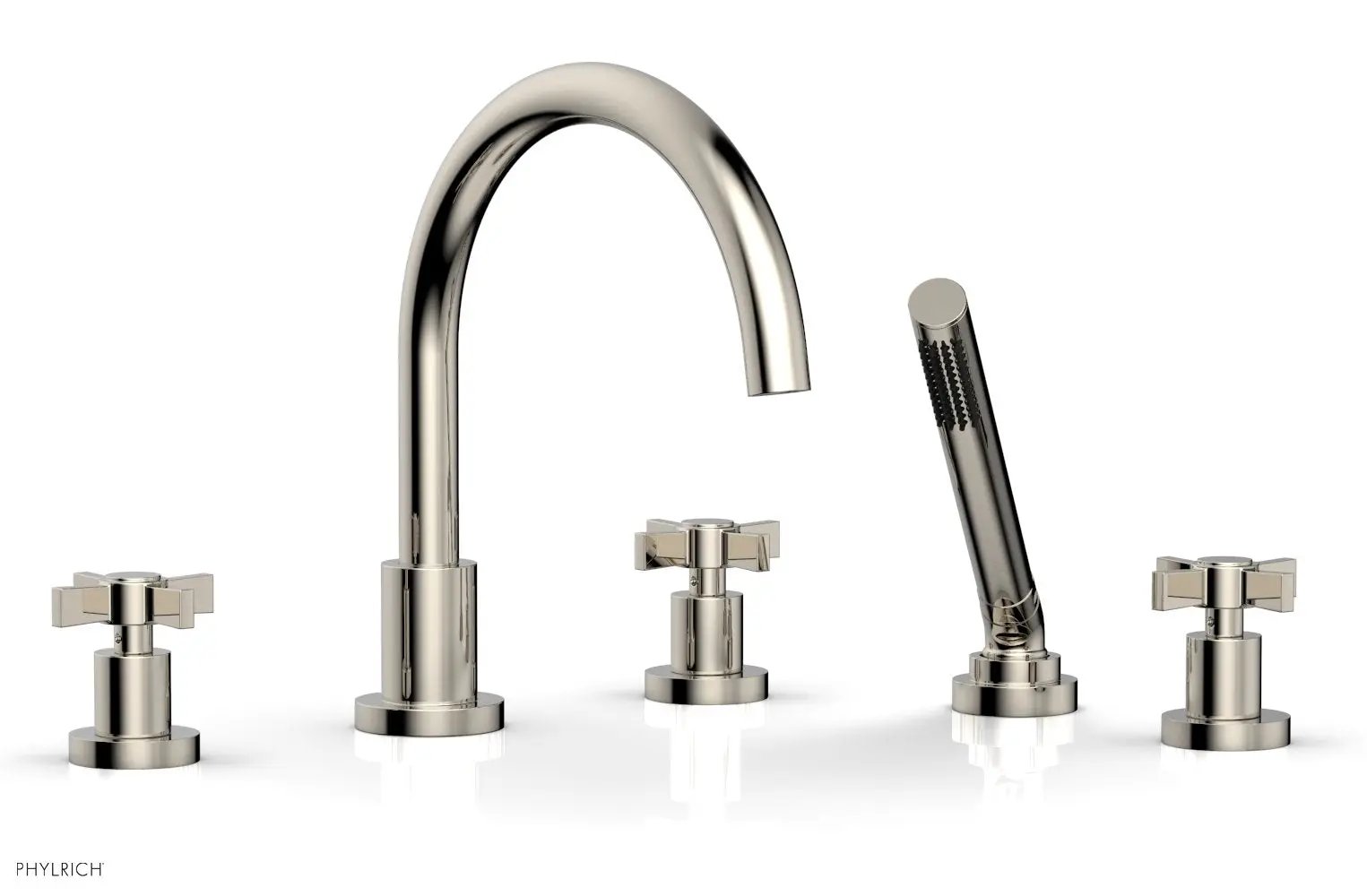 Phylrich BASIC Deck Tub Set with Hand Shower - Blade Cross Handles by Phylrich