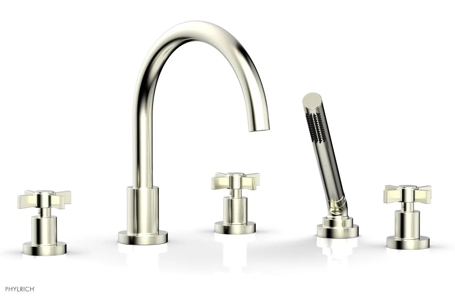 Phylrich BASIC Deck Tub Set with Hand Shower - Blade Cross Handles by Phylrich