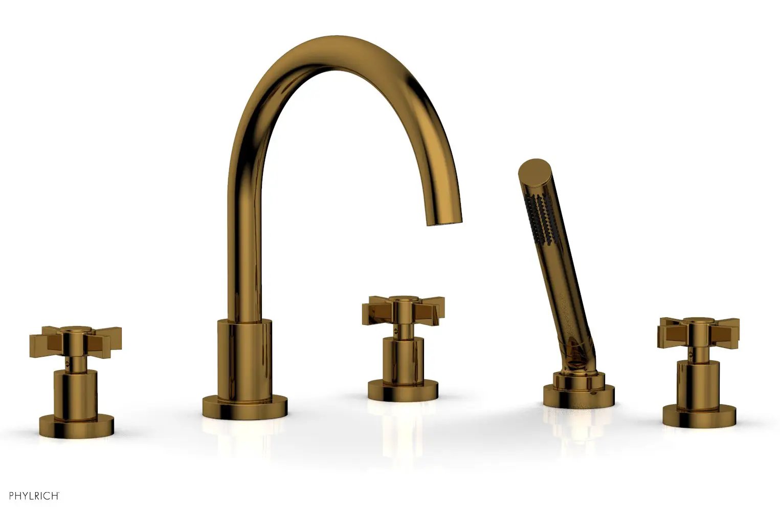 Phylrich BASIC Deck Tub Set with Hand Shower - Blade Cross Handles by Phylrich