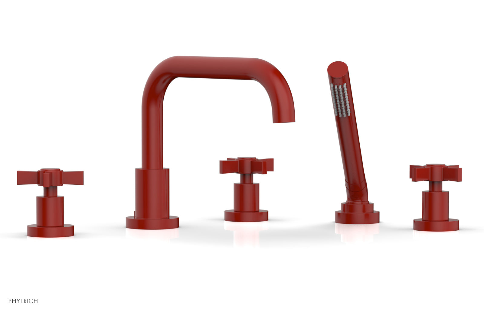 Phylrich BASIC Deck Tub Set with Hand Shower - Blade Cross Handles