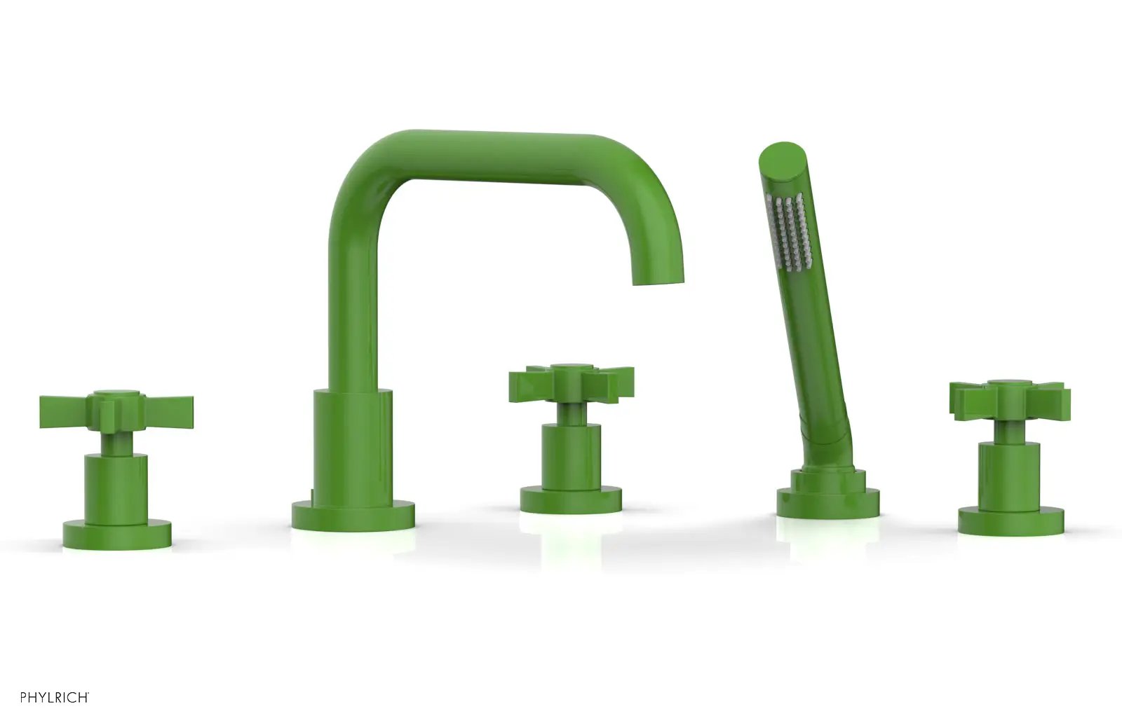 Phylrich BASIC Deck Tub Set with Hand Shower - Blade Cross Handles by Phylrich