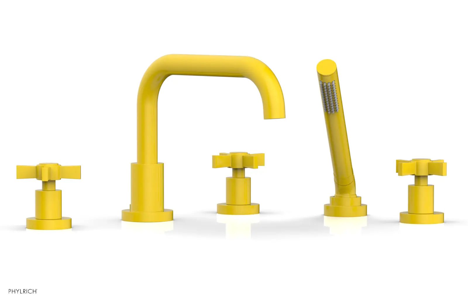 Phylrich BASIC Deck Tub Set with Hand Shower - Blade Cross Handles by Phylrich