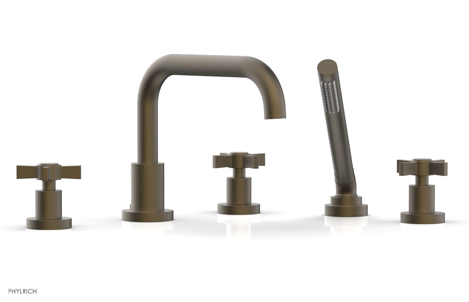 Phylrich BASIC Deck Tub Set with Hand Shower - Blade Cross Handles