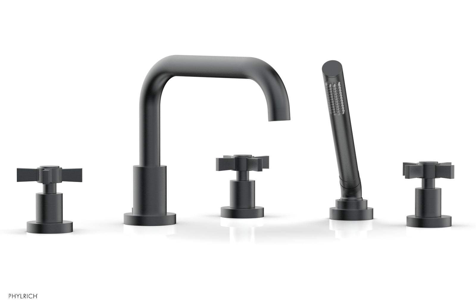Phylrich BASIC Deck Tub Set with Hand Shower - Blade Cross Handles
