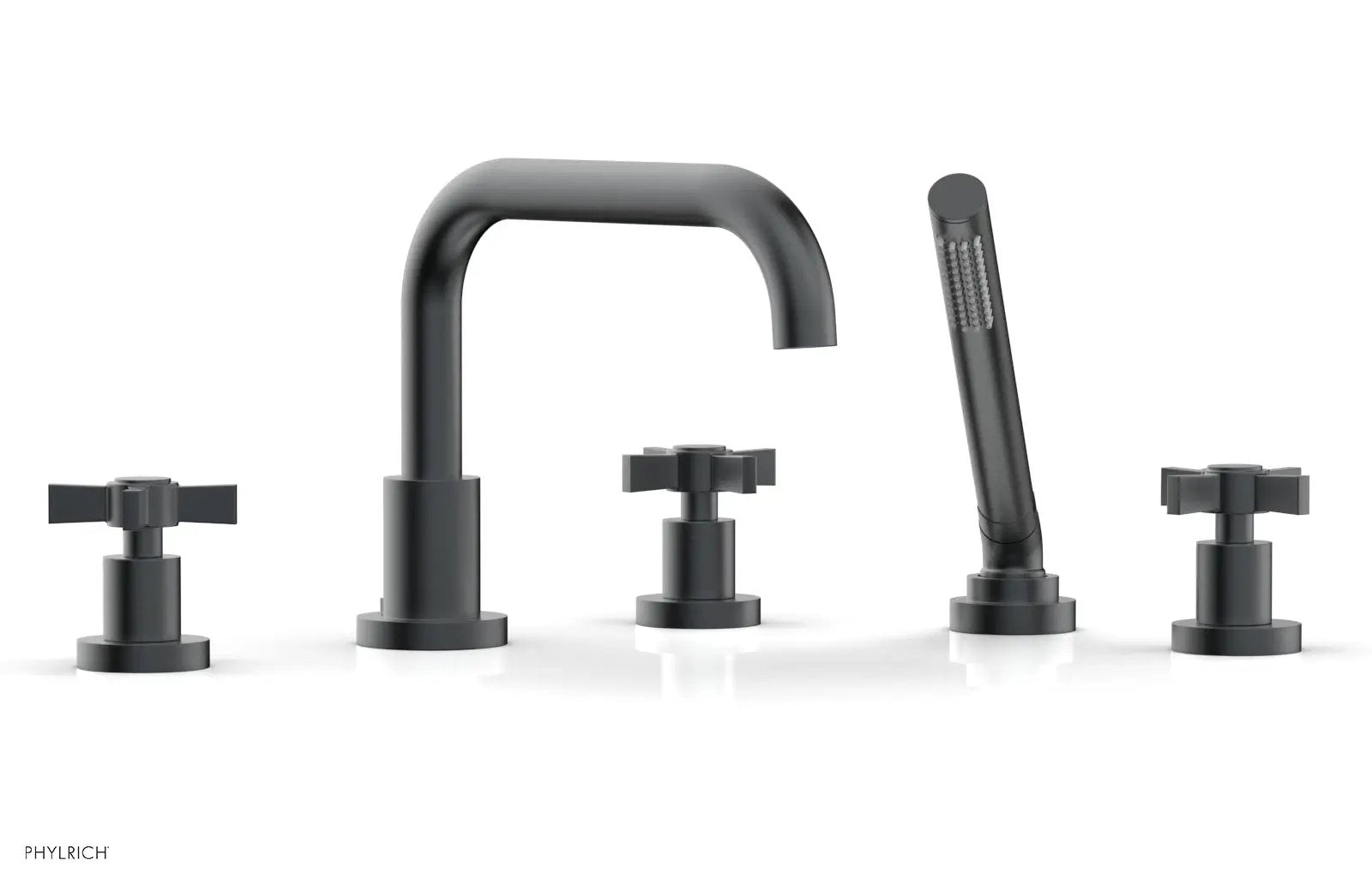 Phylrich BASIC Deck Tub Set with Hand Shower - Blade Cross Handles by Phylrich