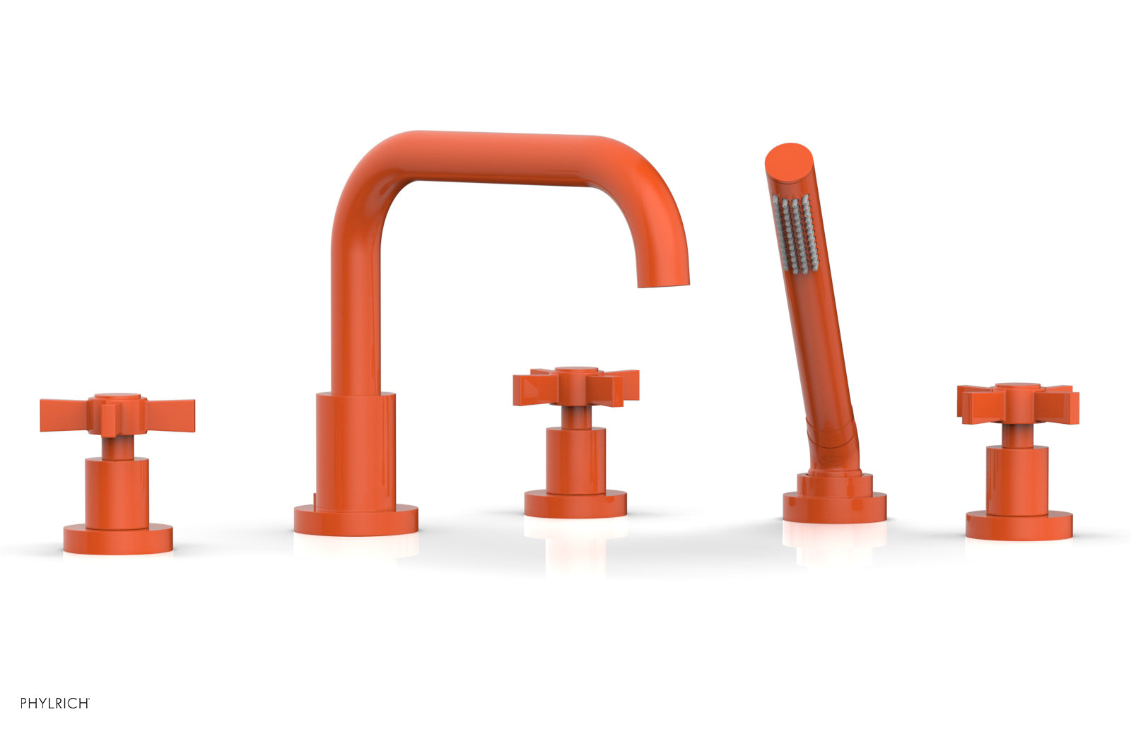 Phylrich BASIC Deck Tub Set with Hand Shower - Blade Cross Handles