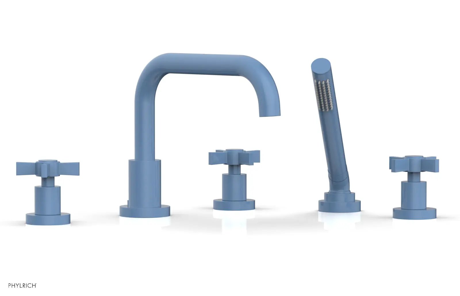 Phylrich BASIC Deck Tub Set with Hand Shower - Blade Cross Handles by Phylrich