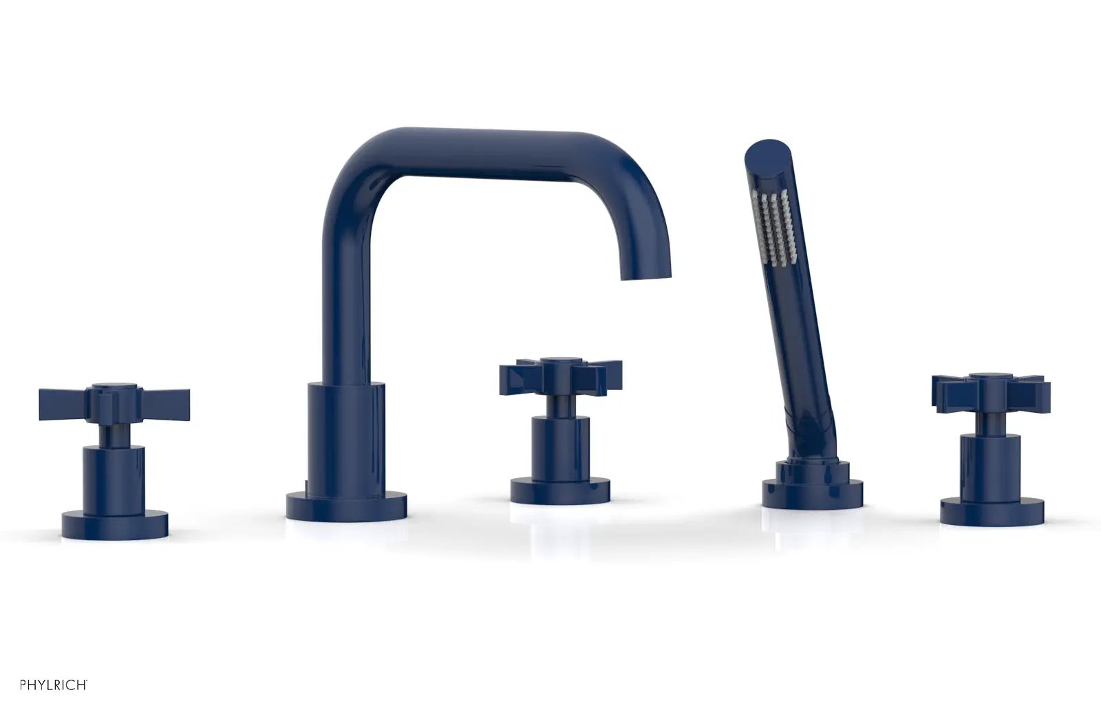 Phylrich BASIC Deck Tub Set with Hand Shower - Blade Cross Handles by Phylrich
