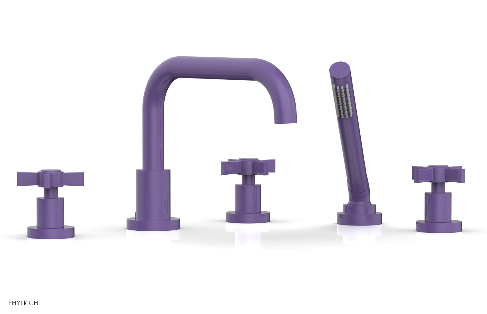 Phylrich BASIC Deck Tub Set with Hand Shower - Blade Cross Handles
