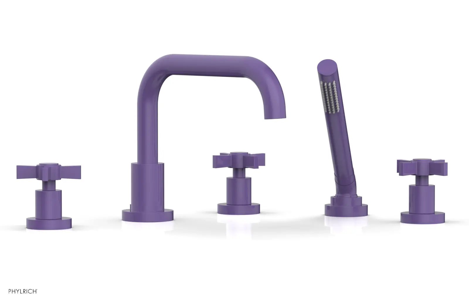 Phylrich BASIC Deck Tub Set with Hand Shower - Blade Cross Handles by Phylrich