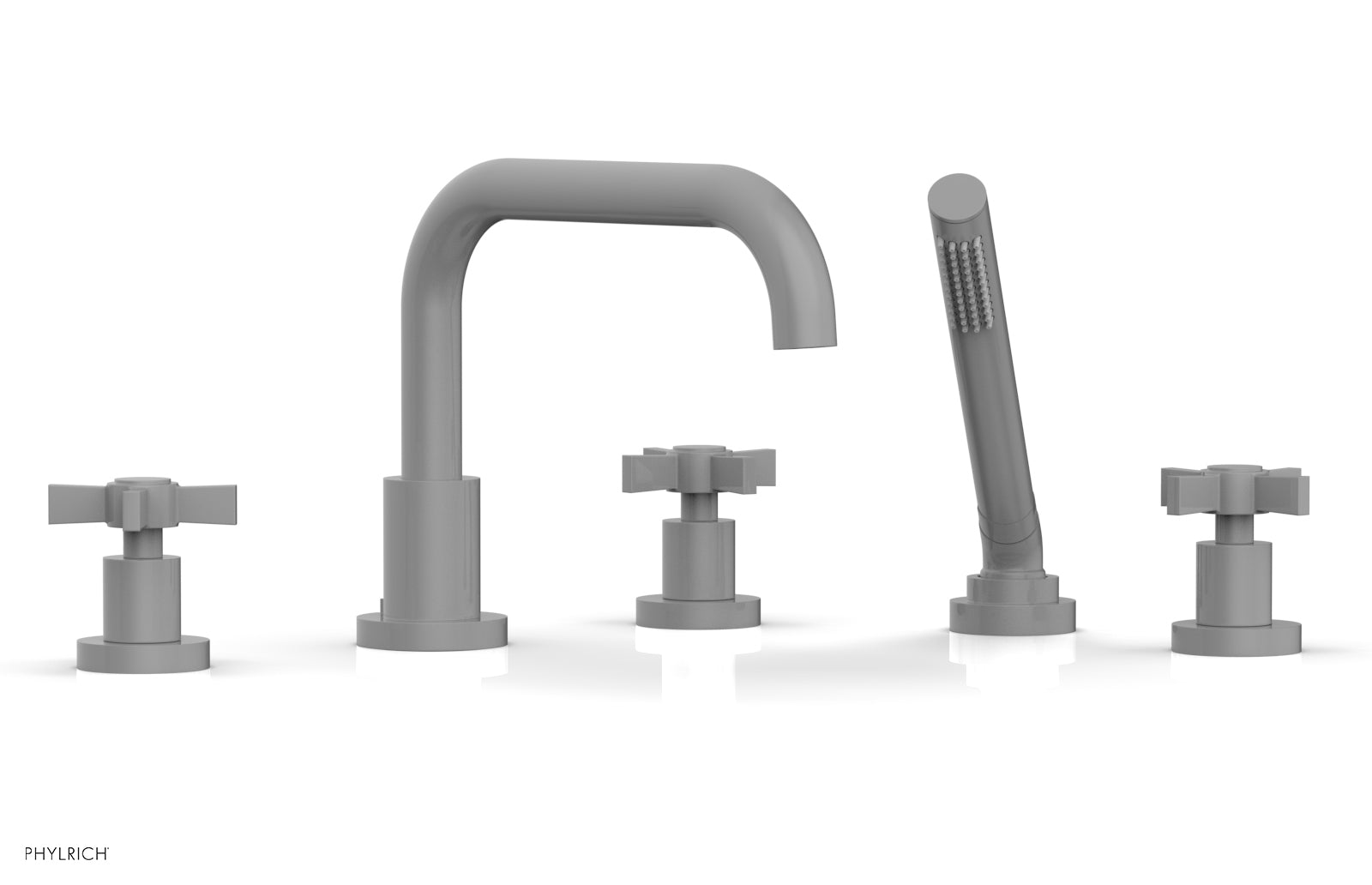 Phylrich BASIC Deck Tub Set with Hand Shower - Blade Cross Handles