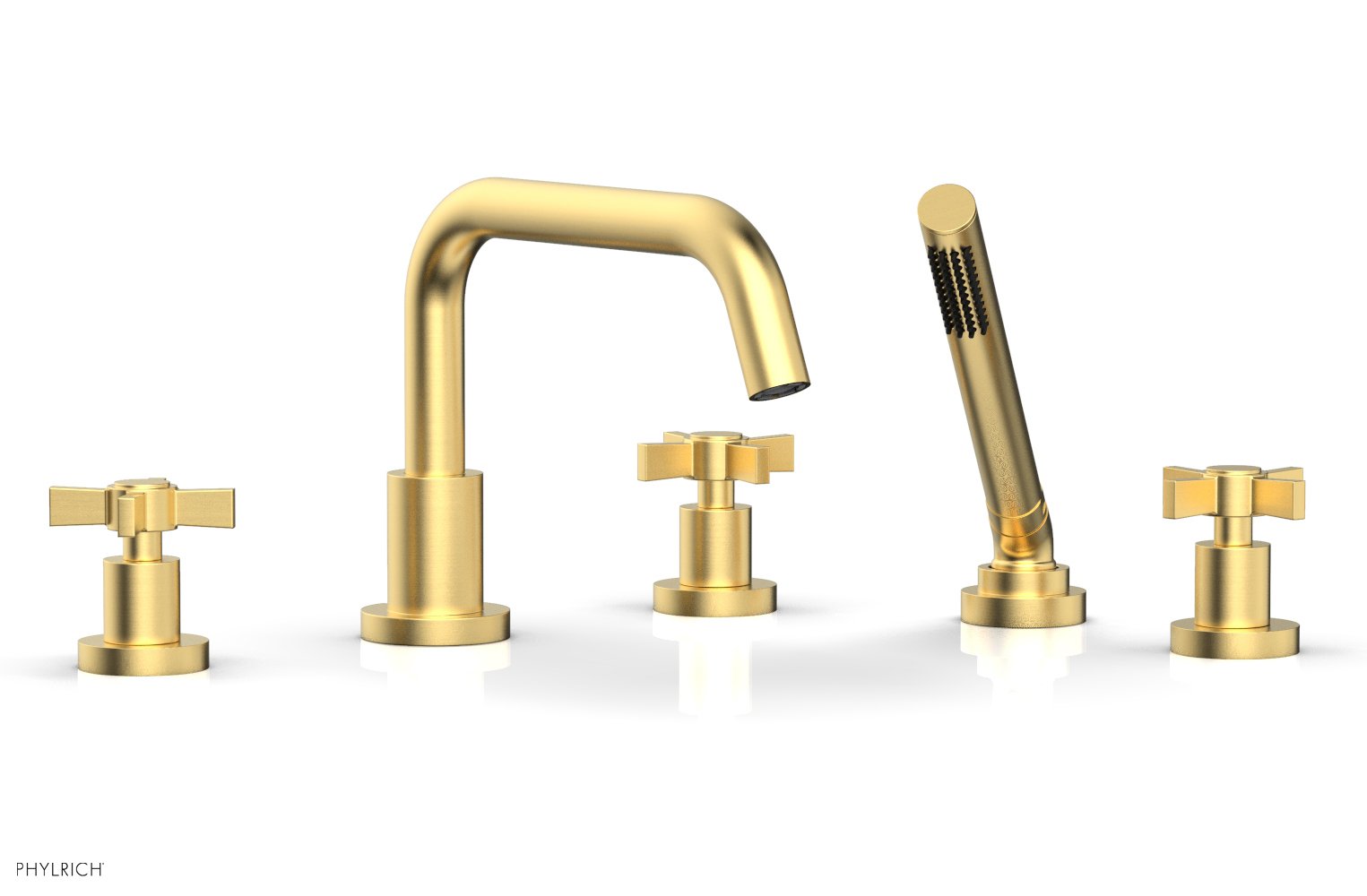 Phylrich BASIC Deck Tub Set with Hand Shower - Blade Cross Handles