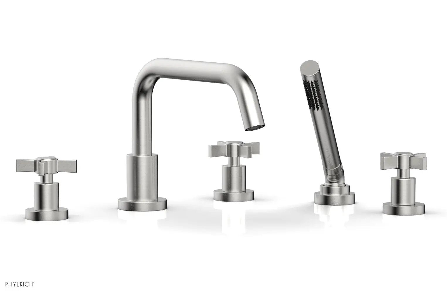 Phylrich BASIC Deck Tub Set with Hand Shower - Blade Cross Handles by Phylrich