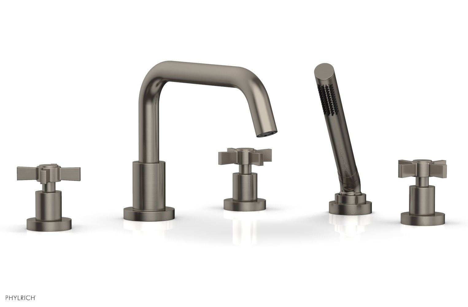 Phylrich BASIC Deck Tub Set with Hand Shower - Blade Cross Handles