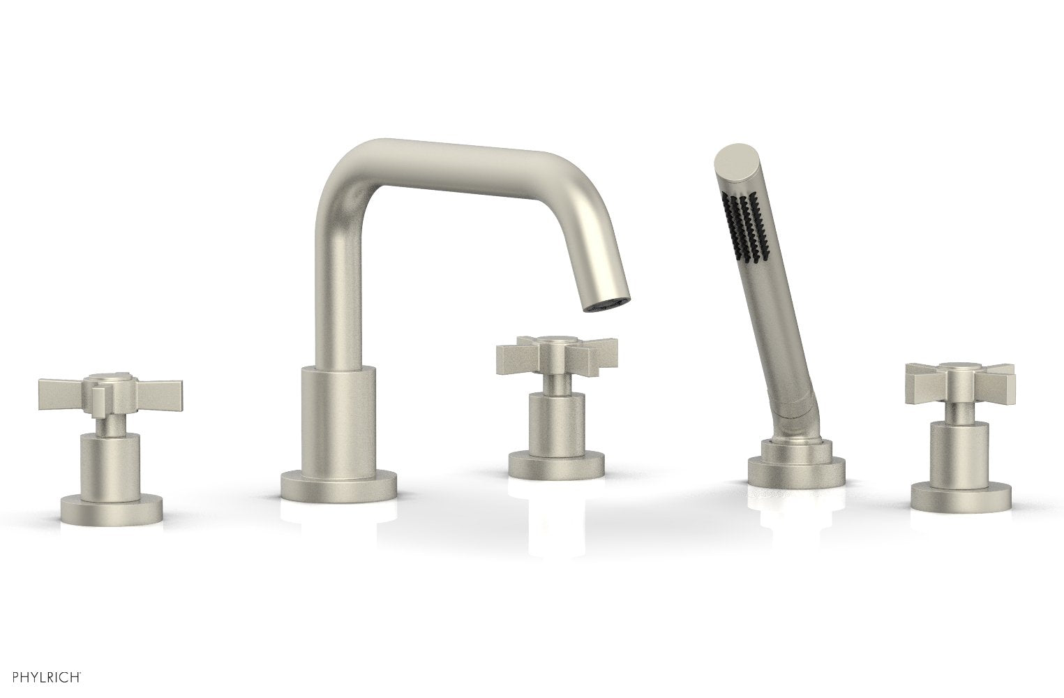 Phylrich BASIC Deck Tub Set with Hand Shower - Blade Cross Handles