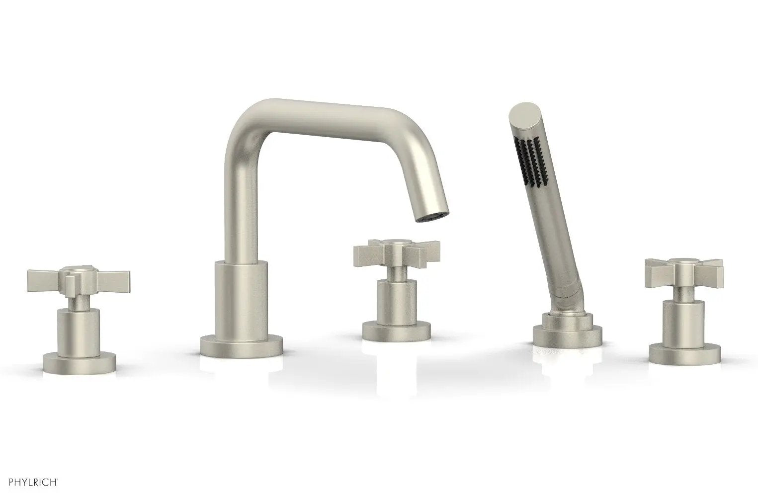 Phylrich BASIC Deck Tub Set with Hand Shower - Blade Cross Handles by Phylrich
