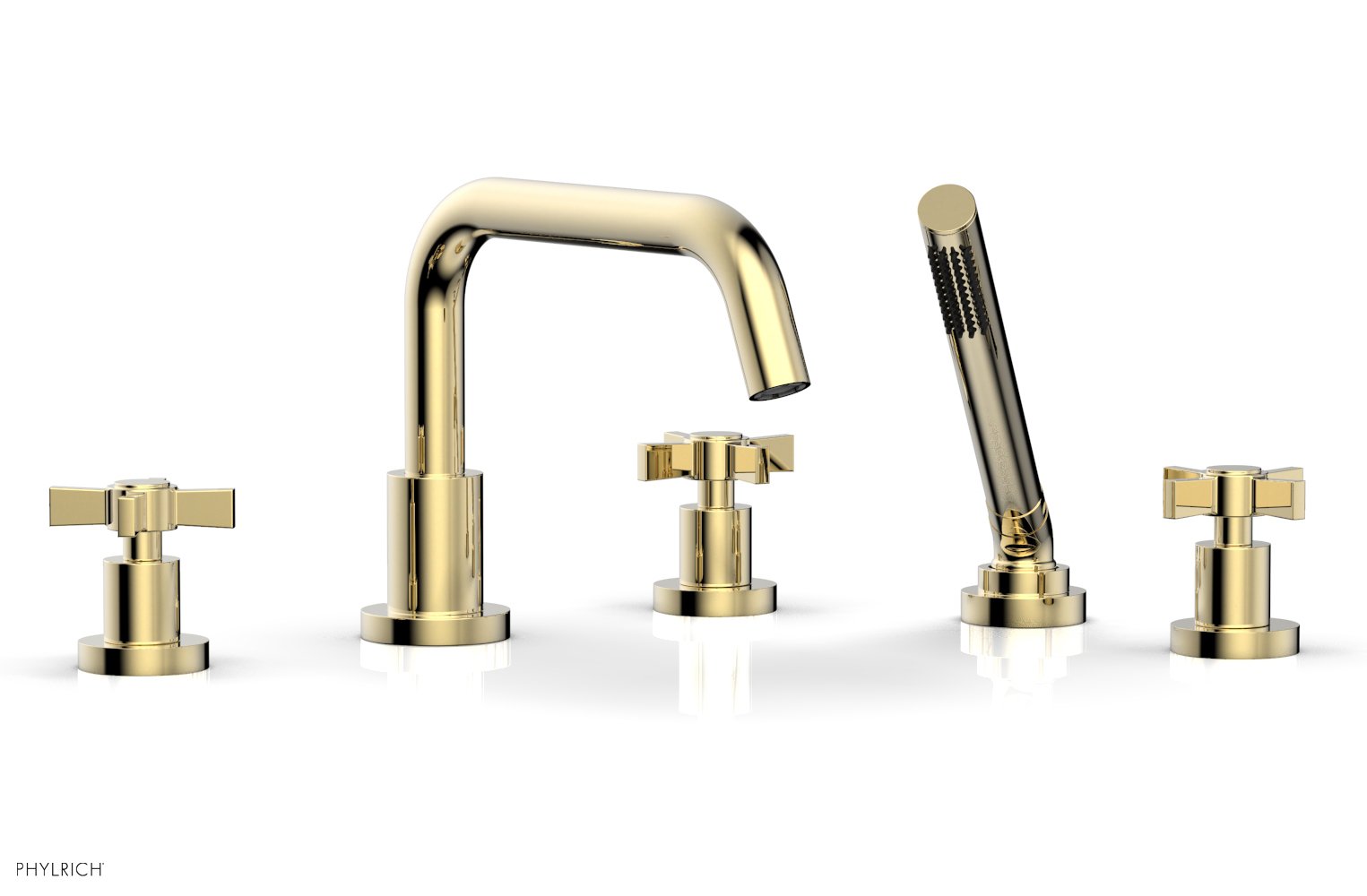 Phylrich BASIC Deck Tub Set with Hand Shower - Blade Cross Handles
