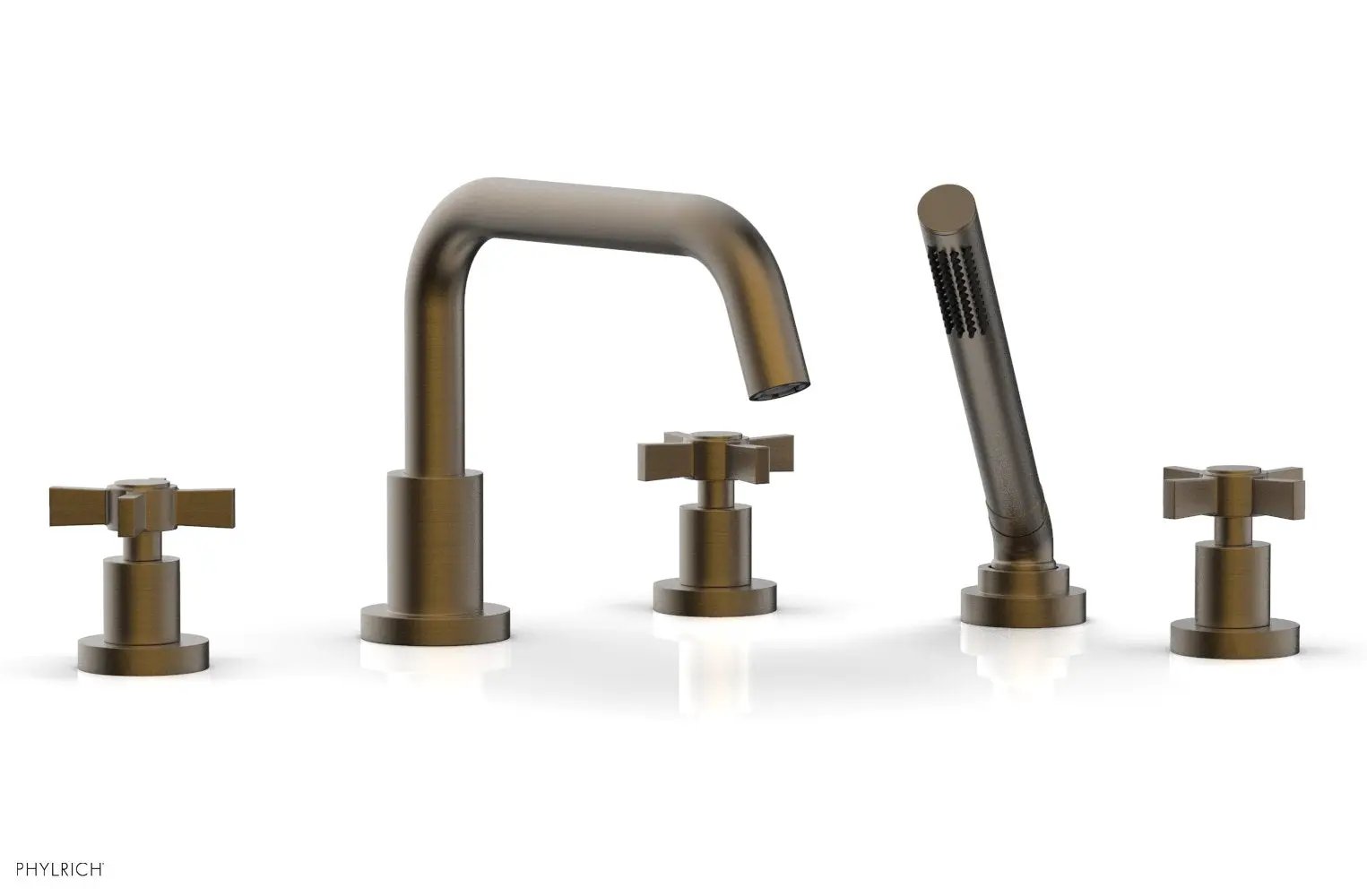 Phylrich BASIC Deck Tub Set with Hand Shower - Blade Cross Handles by Phylrich