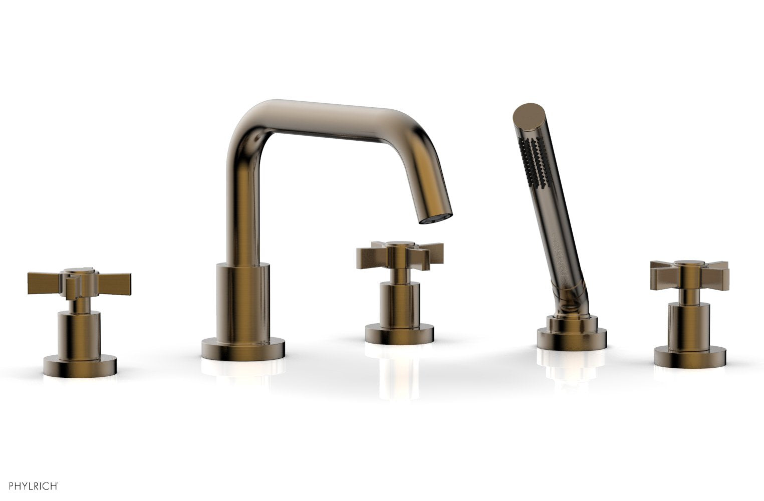 Phylrich BASIC Deck Tub Set with Hand Shower - Blade Cross Handles