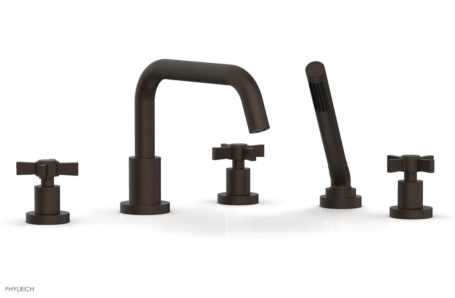 Phylrich BASIC Deck Tub Set with Hand Shower - Blade Cross Handles by Phylrich