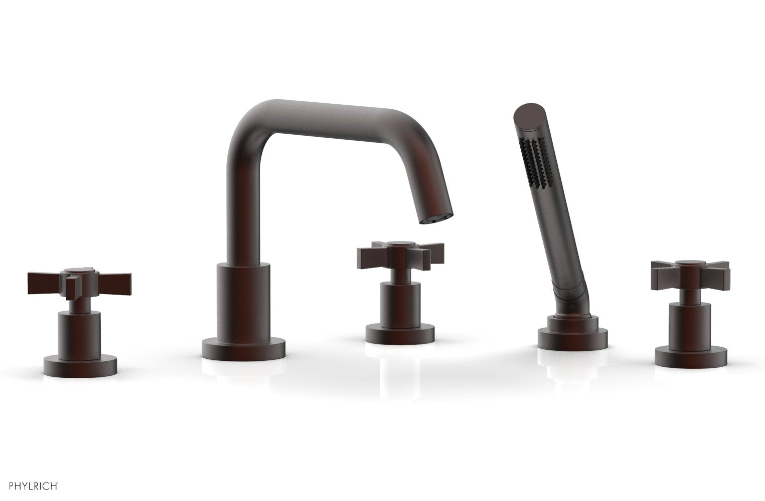 Phylrich BASIC Deck Tub Set with Hand Shower - Blade Cross Handles