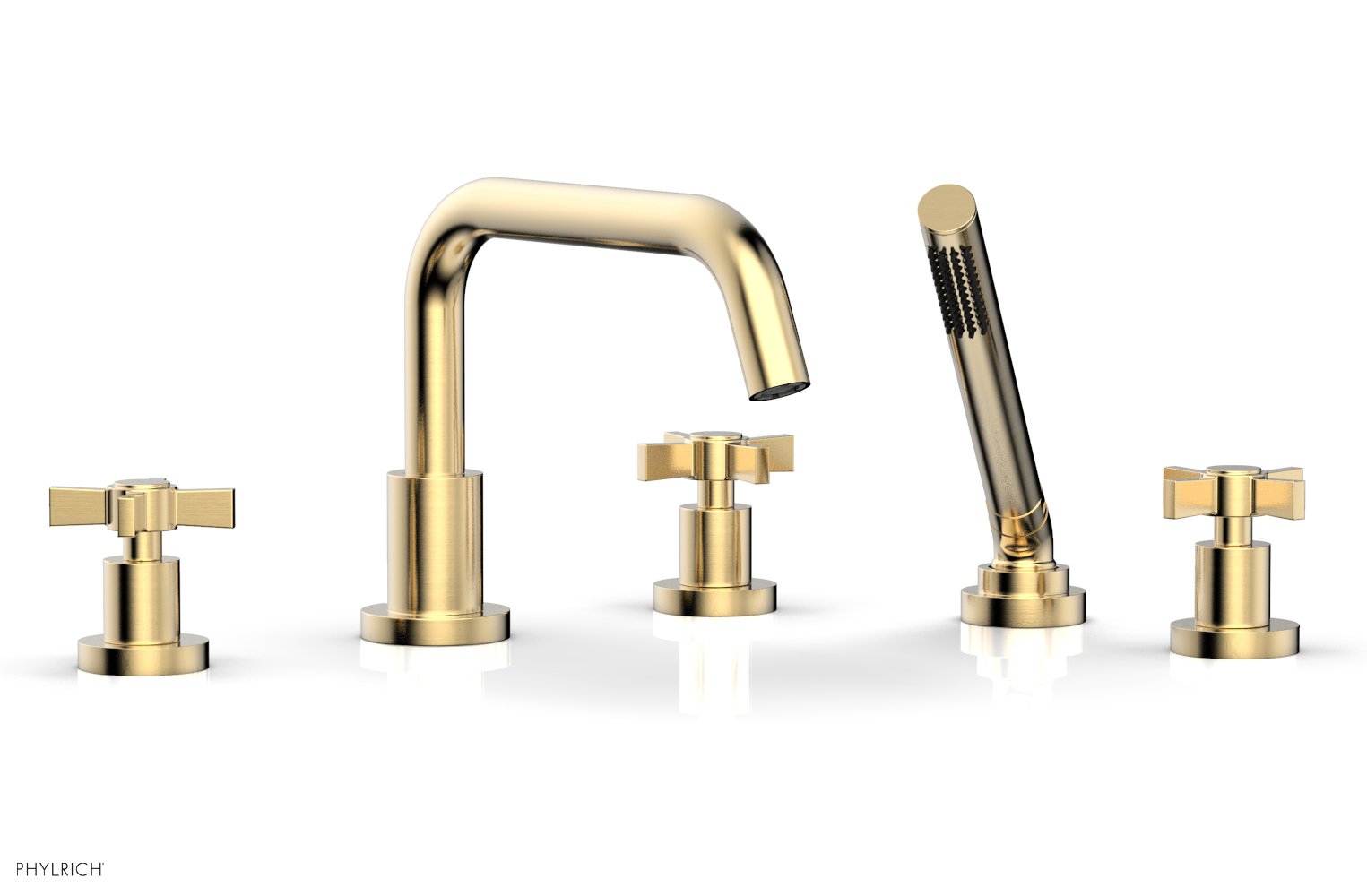 Phylrich BASIC Deck Tub Set with Hand Shower - Blade Cross Handles