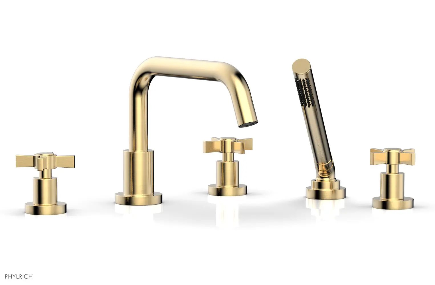 Phylrich BASIC Deck Tub Set with Hand Shower - Blade Cross Handles by Phylrich