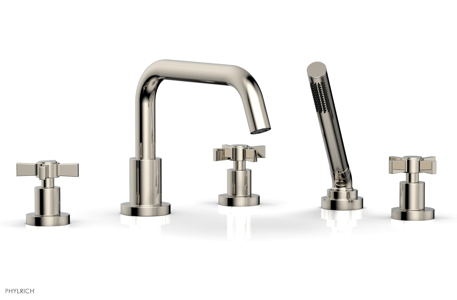 Phylrich BASIC Deck Tub Set with Hand Shower - Blade Cross Handles