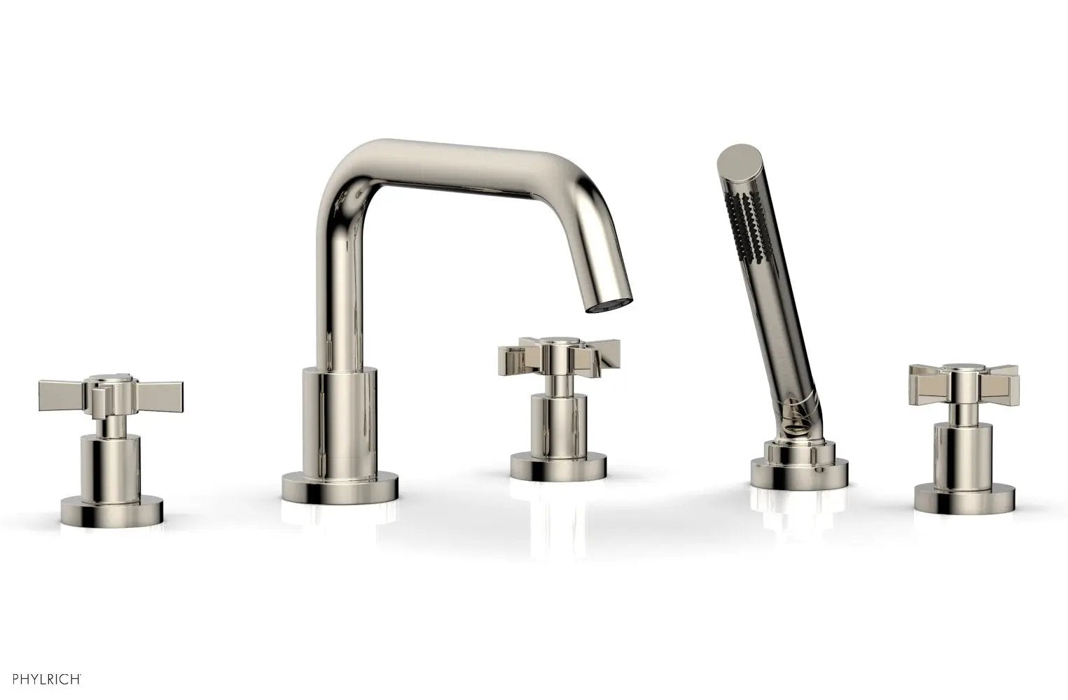 Phylrich BASIC Deck Tub Set with Hand Shower - Blade Cross Handles by Phylrich