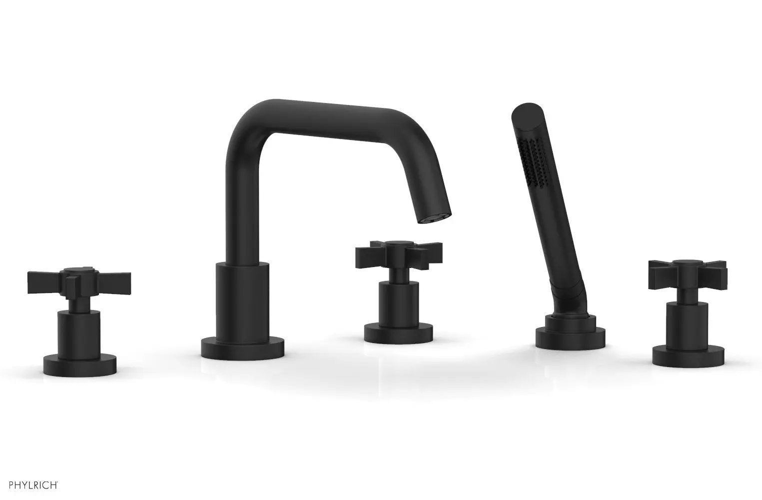 Phylrich BASIC Deck Tub Set with Hand Shower - Blade Cross Handles by Phylrich