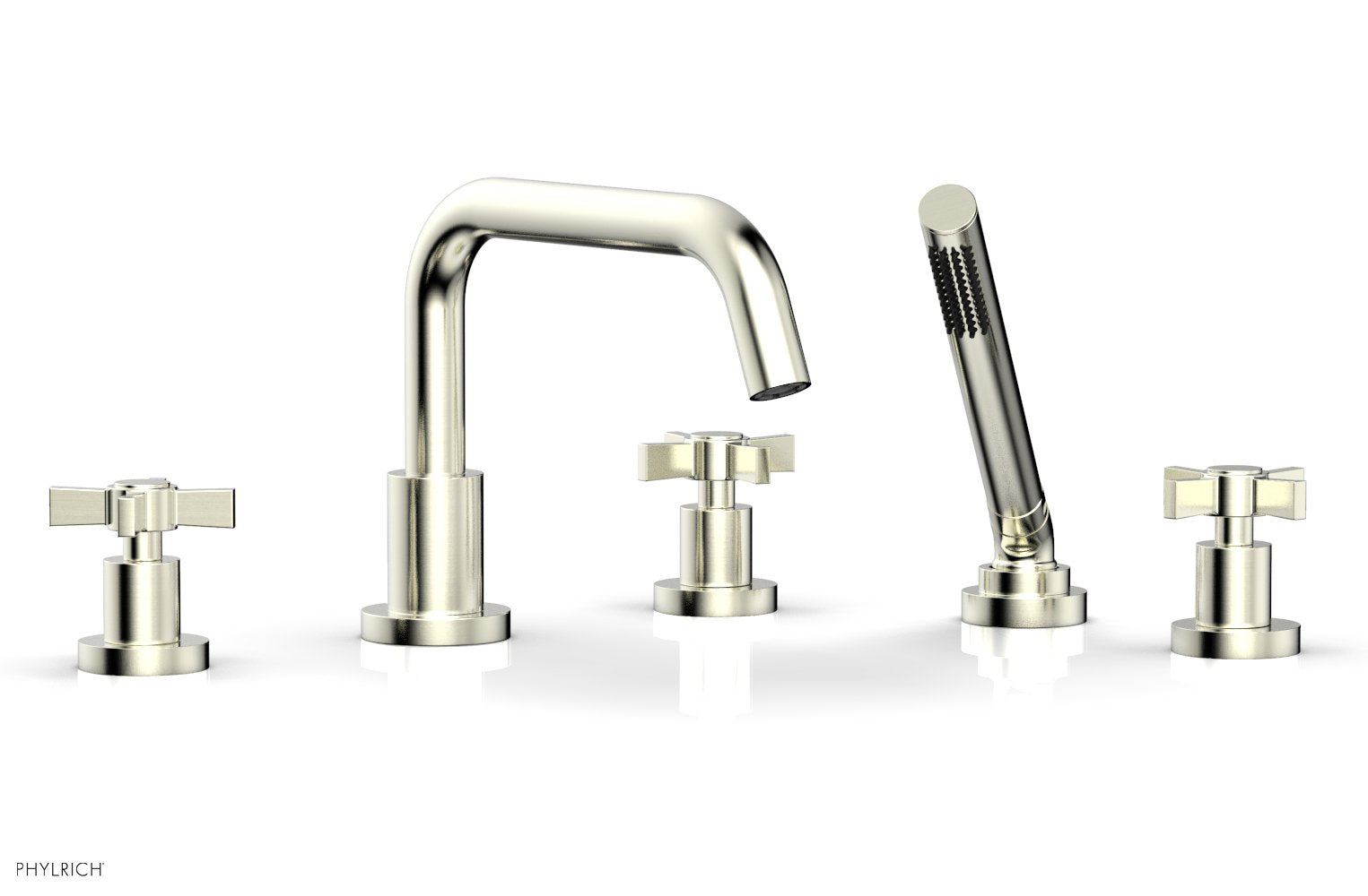 Phylrich BASIC Deck Tub Set with Hand Shower - Blade Cross Handles
