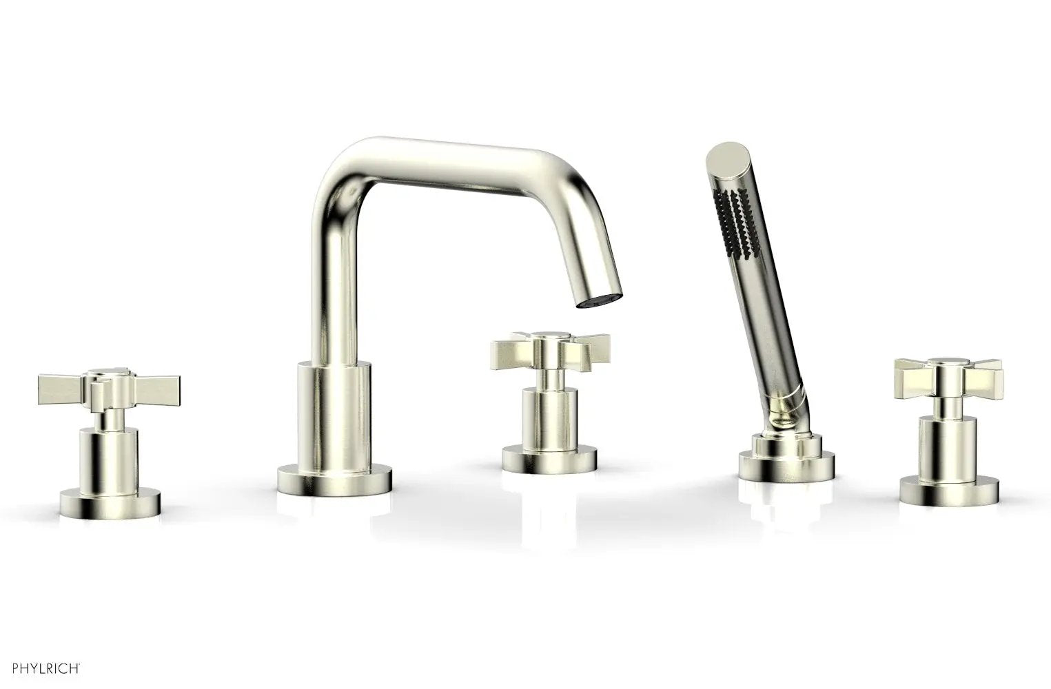 Phylrich BASIC Deck Tub Set with Hand Shower - Blade Cross Handles by Phylrich
