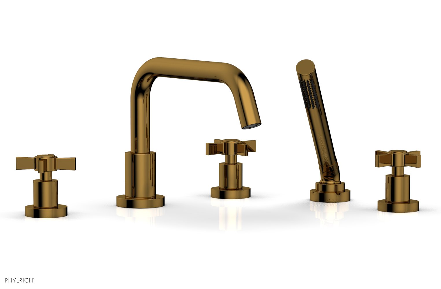 Phylrich BASIC Deck Tub Set with Hand Shower - Blade Cross Handles