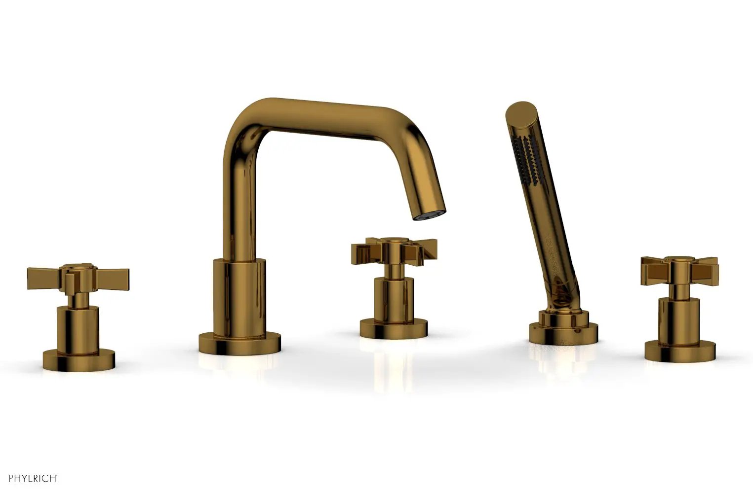 Phylrich BASIC Deck Tub Set with Hand Shower - Blade Cross Handles by Phylrich
