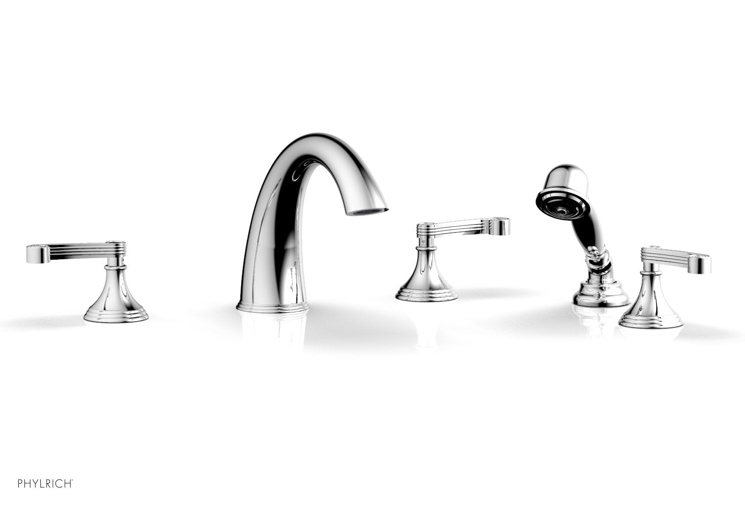 polished chrome deck tub set