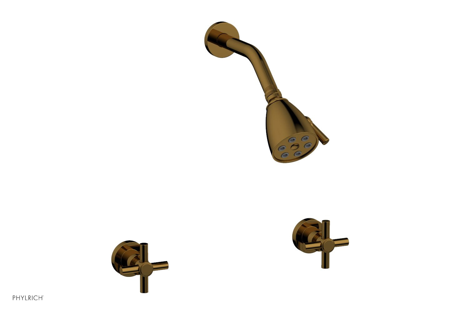 Phylrich BASIC Two Handle Shower Set - Tubular Cross Handles