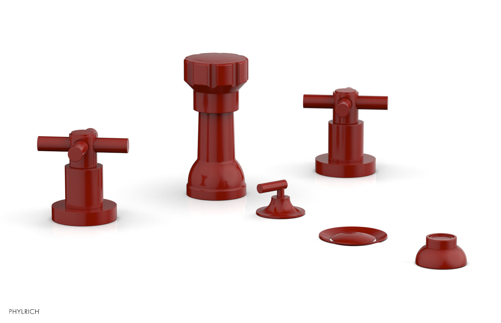 Phylrich BASIC Four Hole Bidet Set - Tubular Cross Handles