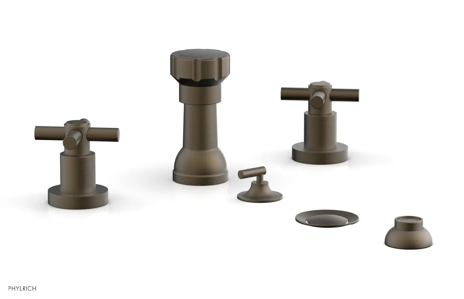 Phylrich BASIC Four Hole Bidet Set - Tubular Cross Handles by Phylrich