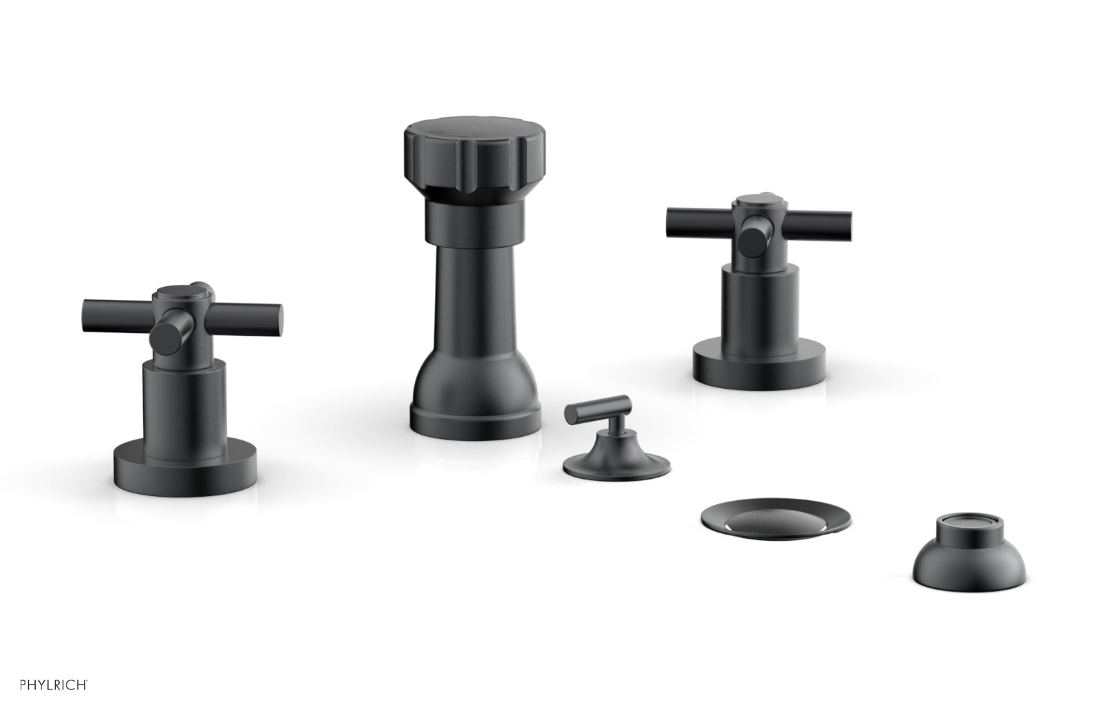 Phylrich BASIC Four Hole Bidet Set - Tubular Cross Handles