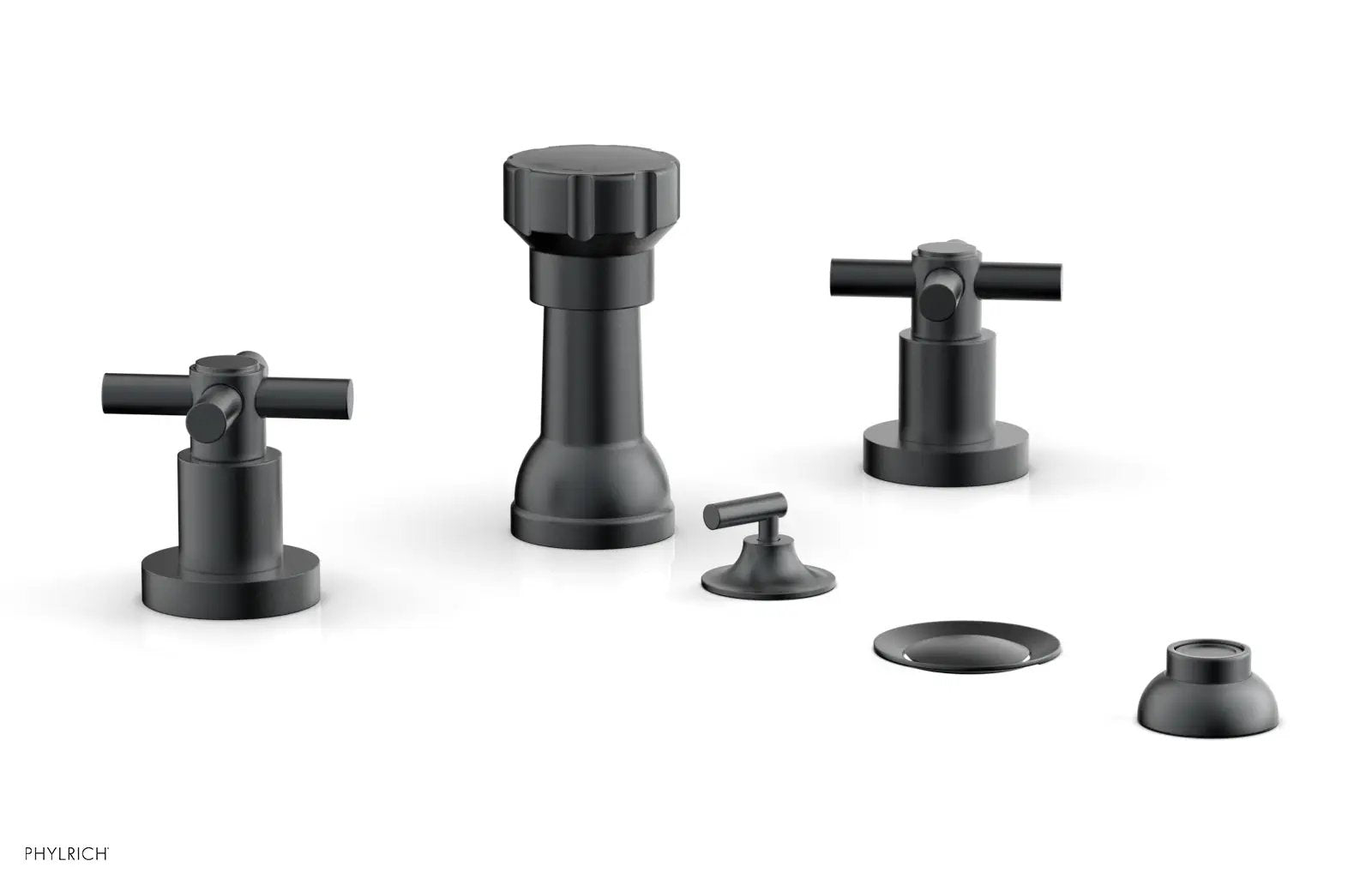Phylrich BASIC Four Hole Bidet Set - Tubular Cross Handles by Phylrich