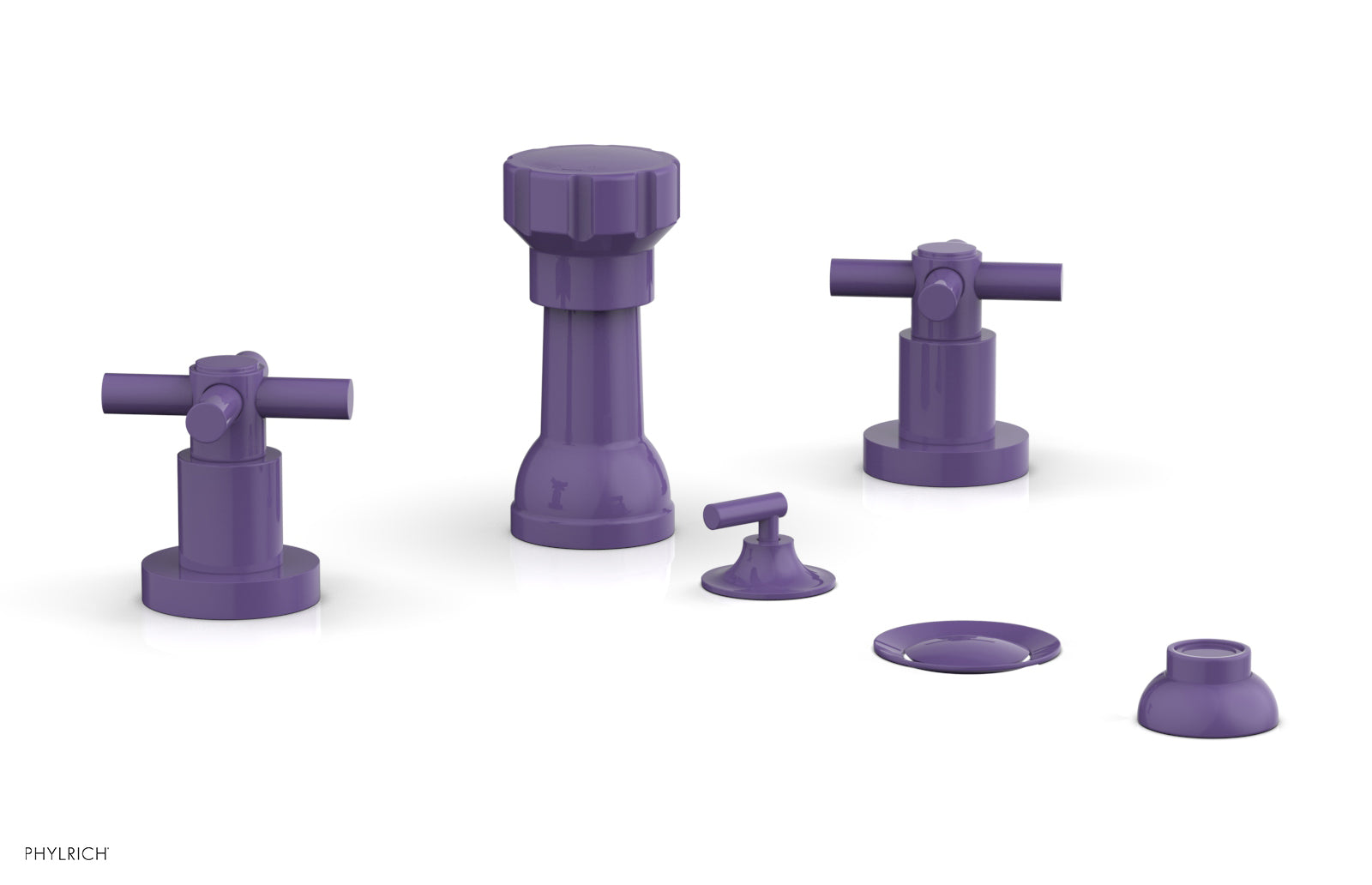 Phylrich BASIC Four Hole Bidet Set - Tubular Cross Handles