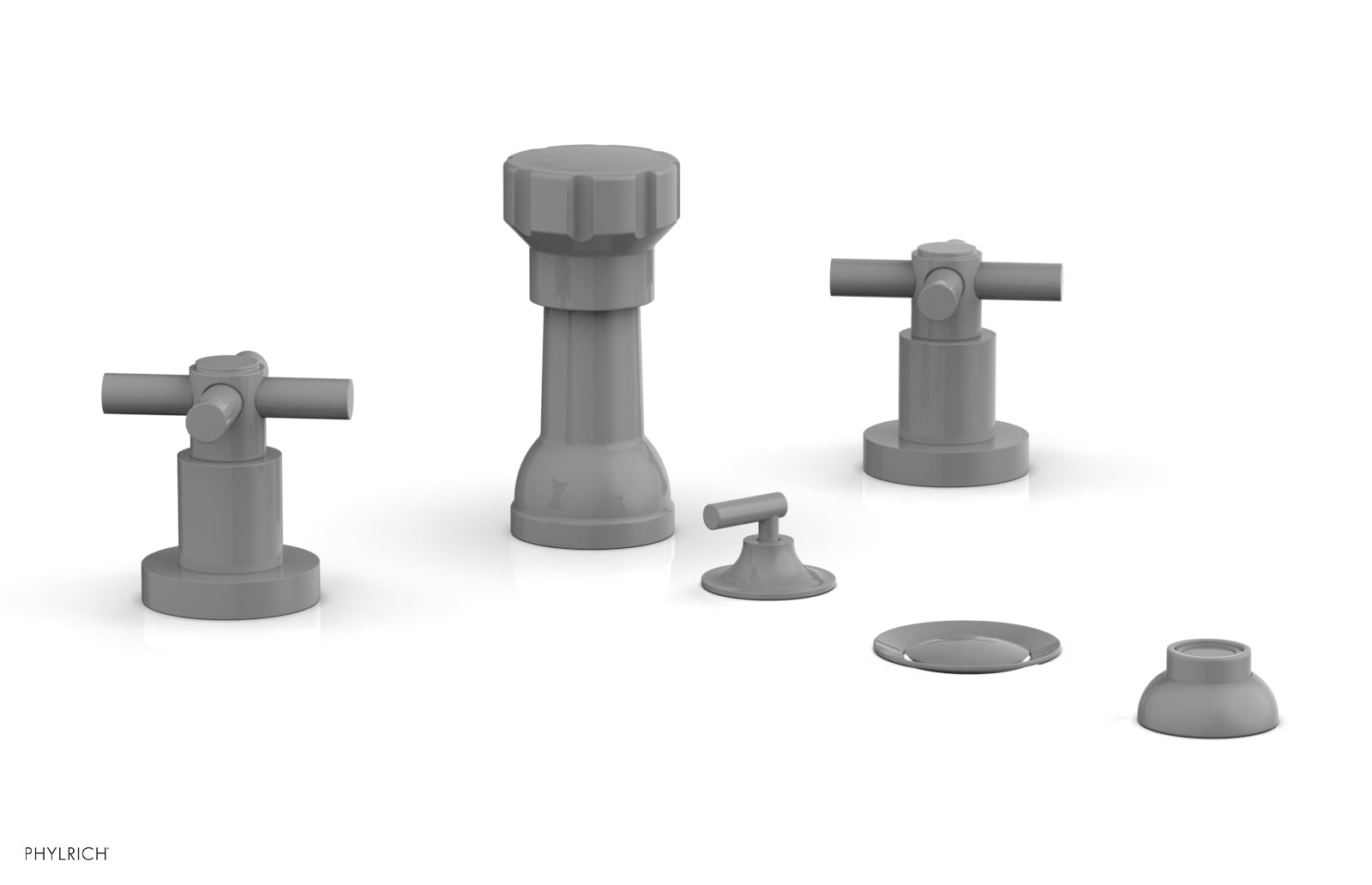 Phylrich BASIC Four Hole Bidet Set - Tubular Cross Handles