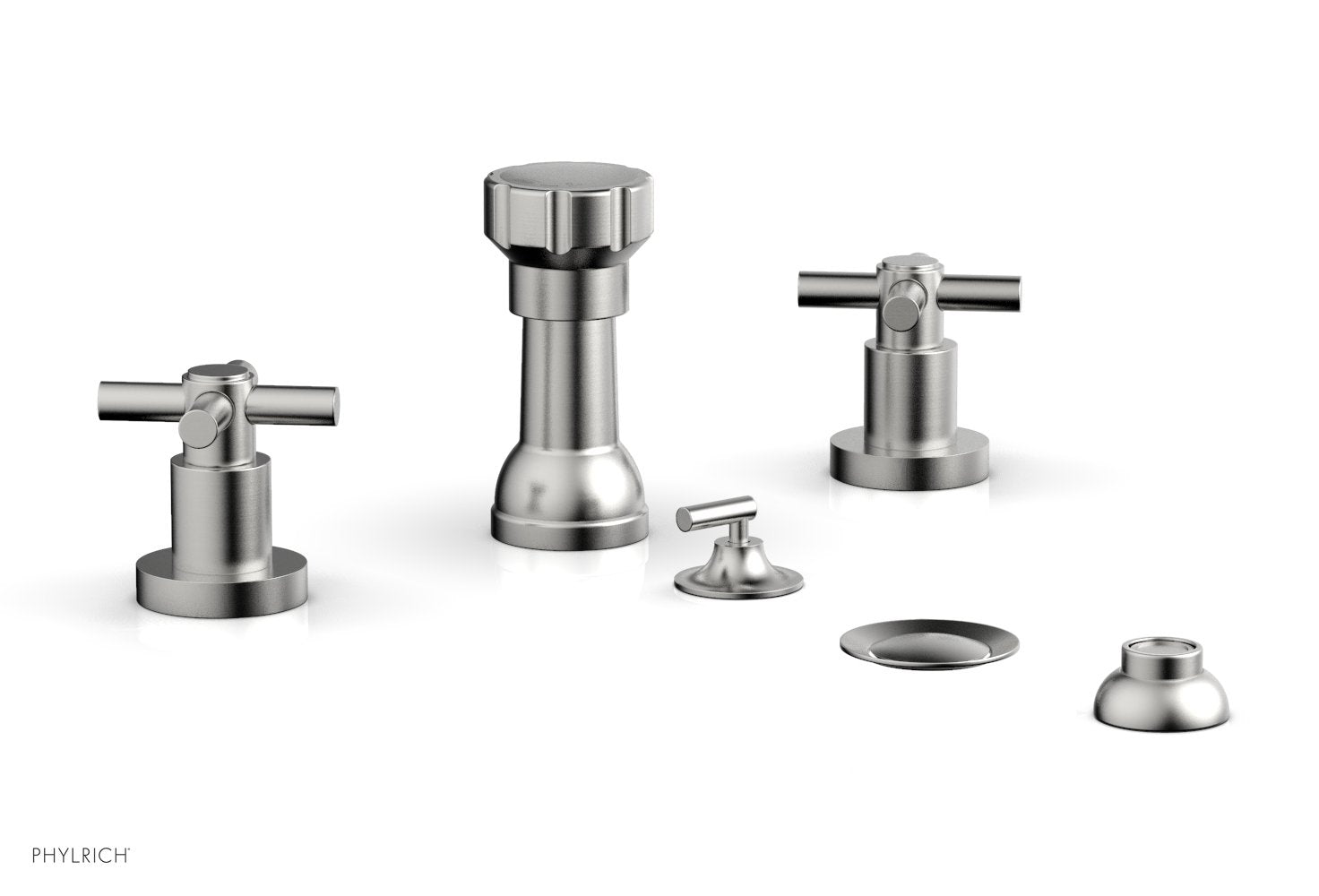 Phylrich BASIC Four Hole Bidet Set - Tubular Cross Handles