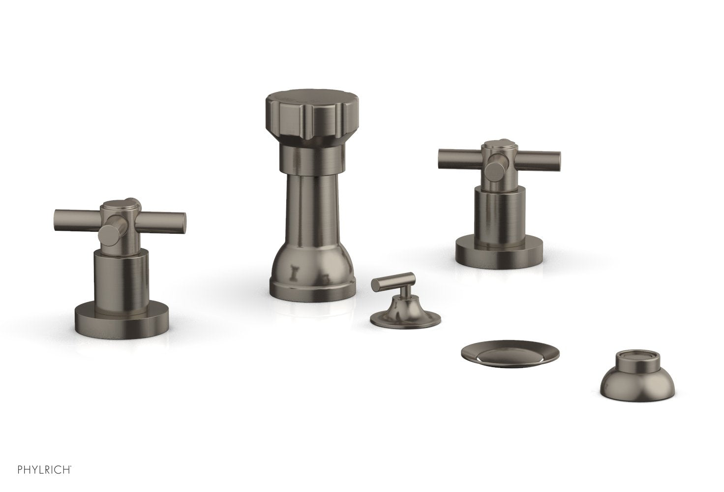 Phylrich BASIC Four Hole Bidet Set - Tubular Cross Handles